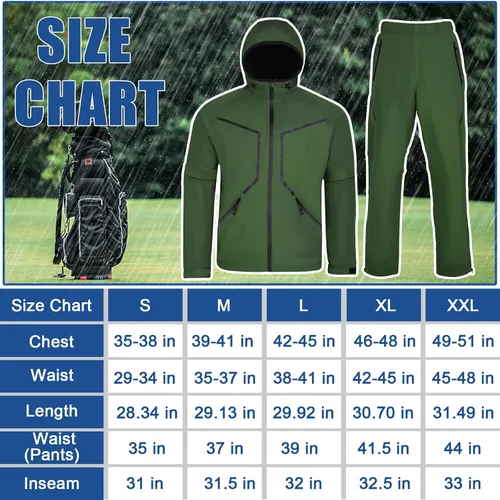 Miniatura 7 de K.E.J. Chaqueta de lluvia de golf, impermeable, trajes de lluvia de golf para hombres, equipo de lluvia de golf