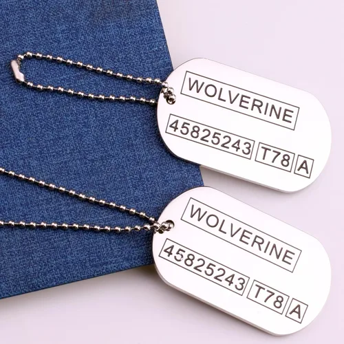 Miniatura 2 de Wolverine Logan 2 sided Dog Tags Stainless Steel Military Pendant Necklace