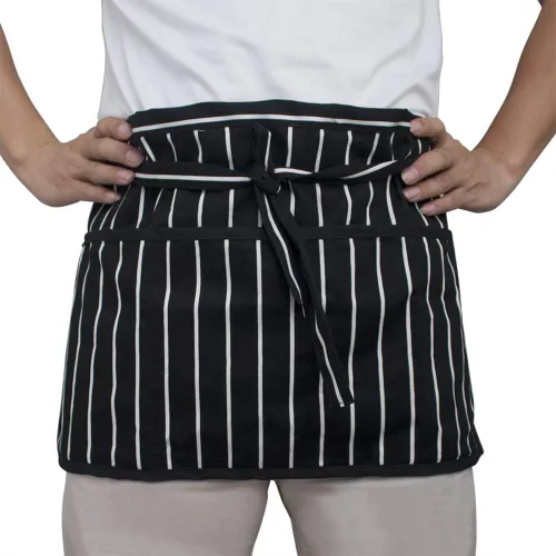 Miniatura 2 de TopTie Paquete de 2 delantales de cintura para camarera bistró con 3 bolsillos, medio delantal de cocina de restaurante, 24 pulgadas de ancho x 12