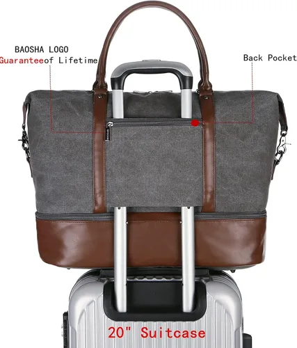 Miniatura 3 de BAOSHA HB-28 - Bolsa de lona para mujer para la noche o el fin de semana, gris, Moderno Equipada
