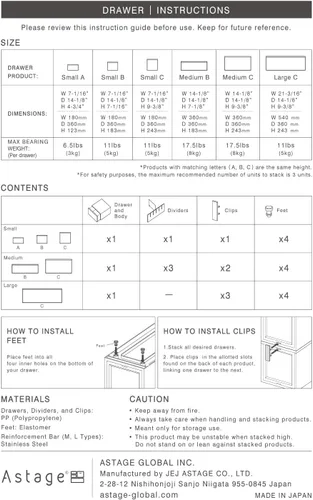 Miniatura 8 de ASTAGE Cajón de plástico con bloque de cajones apilables, almacenamiento modular, cajón de almacenamiento para el hogar, armario, sala de estar