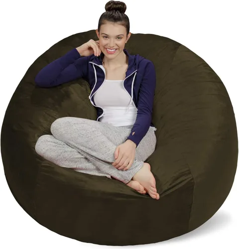 Miniatura 52 de Sofa Sack Funda para silla puff solamente, sin relleno, cómoda funda de repuesto para silla redonda, 5 pies, color carbón Carbón - Solo funda