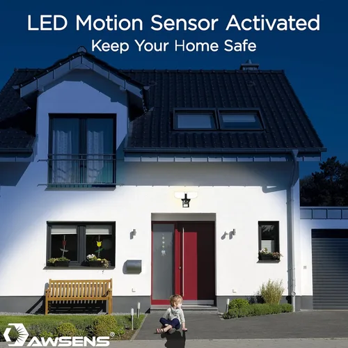 Miniatura 5 de Focos de seguridad LED de 30W con sensor de movimiento al aire libre, 180 grados, 2600 lm, 5100 K, resistente al agua ETL, foco detector de Negro