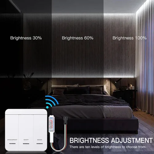 Miniatura 3 de Tira de luces LED que fluyen de agua corriente de 32.8 ft/33 pies, 24 V 120 leds/M, cuerda de luz LED con interruptor de control de panel táctil