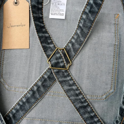 Miniatura 8 de Jeanerlor - Delantal de peluquería de trabajo estilo lavado con bolsillos para mujeres y hombres gris azulado