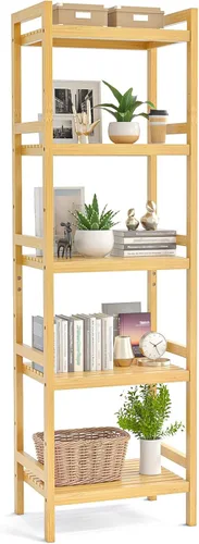 Miniatura 11 de Homykic Estanterías y estanterías de bambú de 6 niveles, estante organizador ajustable de 63.4 pulgadas de alto, estante organizador de estantería