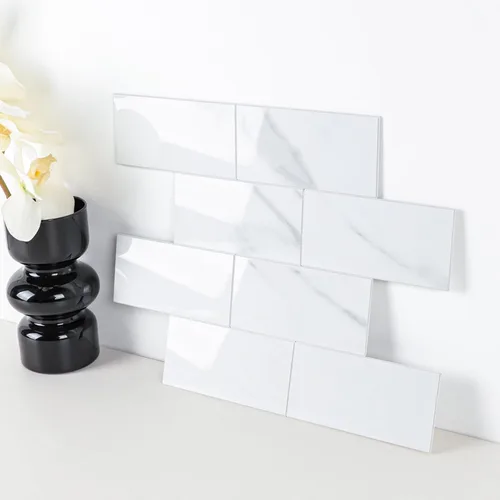 Miniatura 12 de Black Peel and Stick Backsplash Subway Tile, 12"x12", 6-Sheet Self Adhesive, Faux Ceramic, Glossy, 5.97 SQ.FT, For Kitchen Bathroom