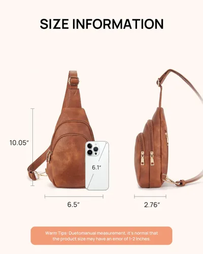 Miniatura 189 de Telena Riñonera pequeña para mujer, de cuero, cangureras, bolsa de pecho para mujer