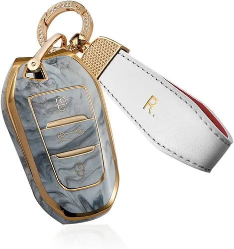 Miniatura 7 de SANRILY Funda para llave de coche Peugeot sin llave, funda de protección completa, Azul
