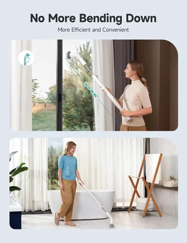 Miniatura 6 de HiCOZY Escobilla eléctrica giratoria HS1, cepillo de ducha inalámbrico para limpieza con 4 cabezales de cepillo reemplazables, mango de extensión