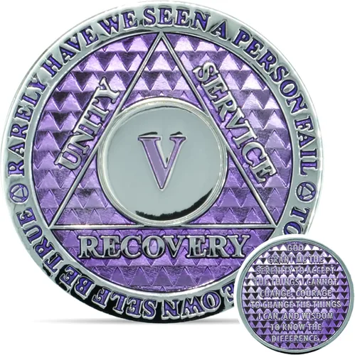 Miniatura 12 de Moneda de sobriedad de 10 años Chip AA Legacy Ficha de aniversario de recuperación de triplaca gruesa (Aqua)