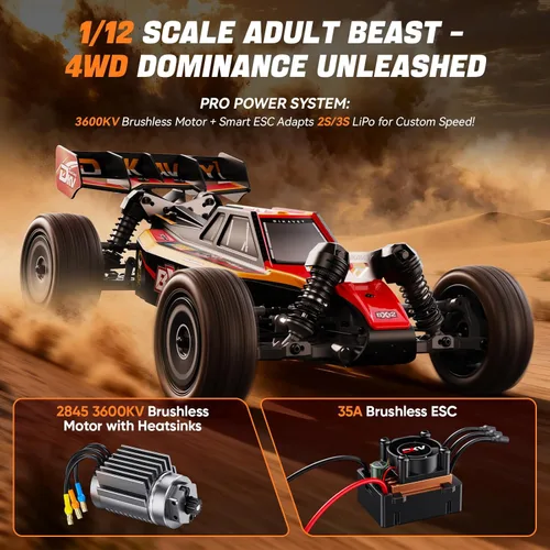 Miniatura 5 de 1/12 Coches RC Sin Escobillas para Adultos, Coche de Control Remoto para Máxima Velocidad de 50 MPH 4X4 RC Buggy de Carreras de Alta Velocidad