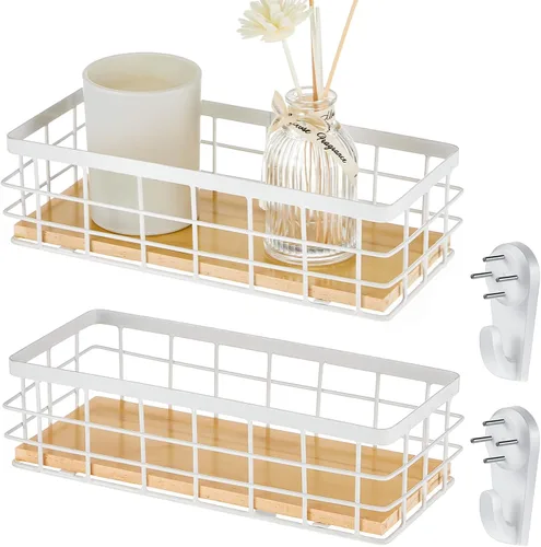 Miniatura 9 de Funrous 2 Piezas Cesta de Alambre Pequeña de Metal para Colgar en la Pared Cesta de Alambre para Colgar Organizador de Almacenamiento Pequeño