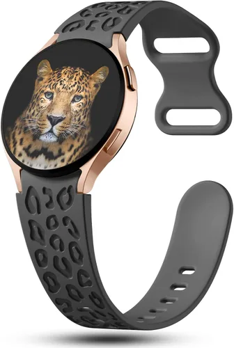 Miniatura 2 de Bandas grabadas sin huecos con diseño de leopardo compatibles con Samsung Galaxy Watch 6/5/4 Band 40mm 44mm, Watch 6 47mm 43mm, 5 Pro 45mm, Watch 4
