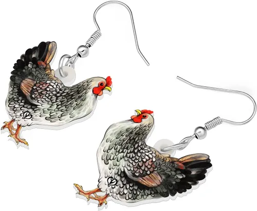 Miniatura 4 de Pendientes de gallina de acrílico con diseño divertido de granja, regalo encantador para niñas y mujeres por The Bonsny