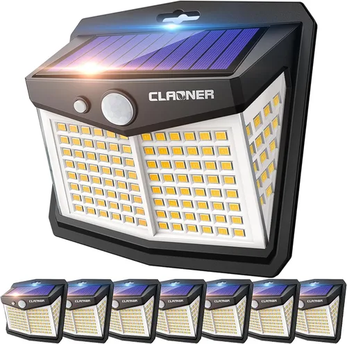 Miniatura 8 de CLAONER - Luces solares para exteriores, [128 LED/8 paquetes], luces solares con sensor de movimiento, 3 modos de trabajo, luces de pared con ángulo