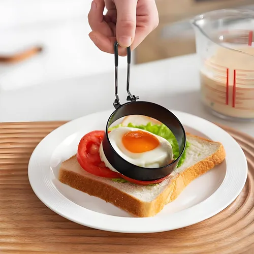 Miniatura 4 de Anillos de huevos, sartén antiadherente de acero inoxidable se utiliza para freír huevos, pasteles de carne y rollo de arroz y verduras, 4 pulgadas