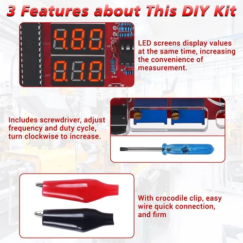 Miniatura 6 de MiOYOOW Kit de Práctica de Soldadura, Kit de Generador de Señal Ajustable PWM DIY, Probador de Voltaje y Corriente, Kit de Proyecto Electrónico, Kit