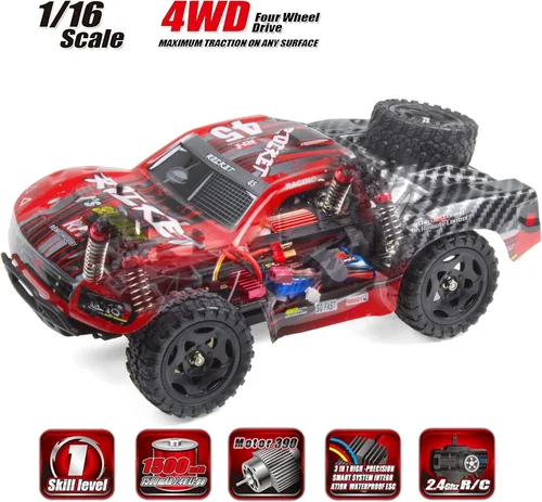 Miniatura 2 de Cheerwing 1:16 escala corto curso RC coche, 40KM/H de alta velocidad 4WD camión de control remoto todoterreno coche de control remoto Rojo
