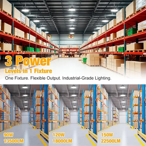 Miniatura 2 de Luz LED UFO High Bay 150W, 22,500LM 5000K luces LED, cable de 5 pies con enchufe de EE. UU., gancho para colgar, cuerda segura, certificación ETL