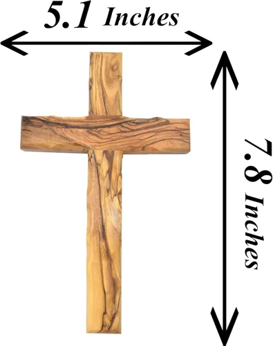 Miniatura 2 de Cruz para colgar en la pared de madera de olivo de Zuluf Cruz tallada a mano Cruz cristiana de madera de olivo con certificado de Tierra Santa