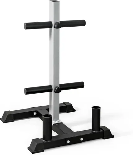 Miniatura 10 de CAP Olympic Bumper Plate Tree Rack with Barbell Holders, Heavy-Duty Weight Plate Storage Rack for Home Gym, Steel Olympic Plate Organizer Stand