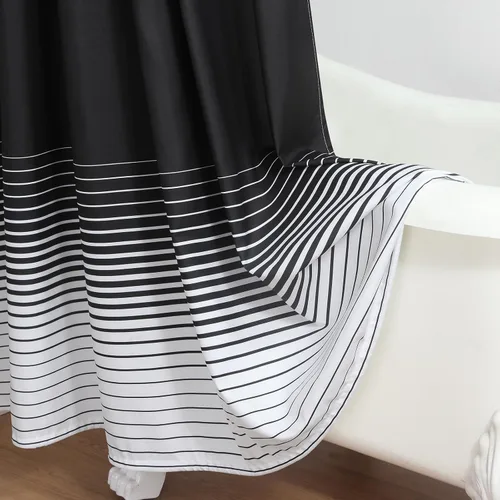 Miniatura 5 de Cortinas de Ducha Negras, Cortinas de Ducha de Poliéster Impermeable con Rayas Horizontales Degradadas en Blanco y Negro Modernas para Baño, 72x72