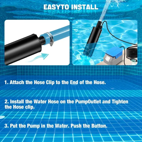 Miniatura 4 de Bomba de agua sumergible inalámbrica para batería Makita de 18 V, bomba eléctrica para jardín, bañera de hidromasaje, tanque, piscina, estanques