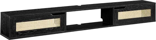 Miniatura 11 de Walker Edison Destin Modern Soporte para TV Flotante de Ratán con Puerta Abatible Montado en Pared para TVs de hasta 65 Pulgadas, 58 Pulgadas, Negro