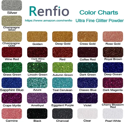 Miniatura 3 de Renfio Juego de Purpurina de 32 Colores, 16.93oz 480g Polvo de Purpurina Ultra Fino PET 1/128" 0.008" 0.2mm Suministros de Resina Purpurina Surtida