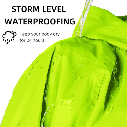 Miniatura 2 de Coralrain Impermeable largo con capucha de seguridad, impermeable, chaqueta de lluvia de emergencia, poncho para hombres, mujeres y adultos