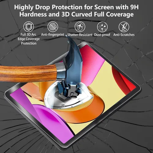 Miniatura 3 de Aircawin Protector de pantalla para Amazon Fire Max 11 2023 de 11 pulgadas, paquete de 2 películas de vidrio templado 9H para Fire Max 11, Claro