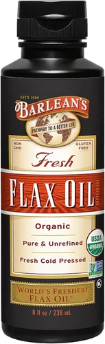 Barlean's - Aceite de linaza orgánico líquido de semillas frescas de lino prensadas en frío, 7,640 mg ALA Omega 3 suplemento de ácidos grasos para