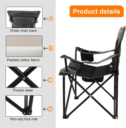 Miniatura 5 de Northroad Silla plegable de campamento resistente para exteriores, silla plegable de hasta 300 libras para senderismo, picnic, patio, playa, pesca