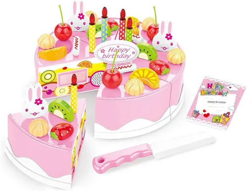 Miniatura 7 de Juego de 38 piezas de decoración de pastel de fiesta de cumpleaños de corte de bricolaje, juego de comida de cocina para corte de frutas, regalo