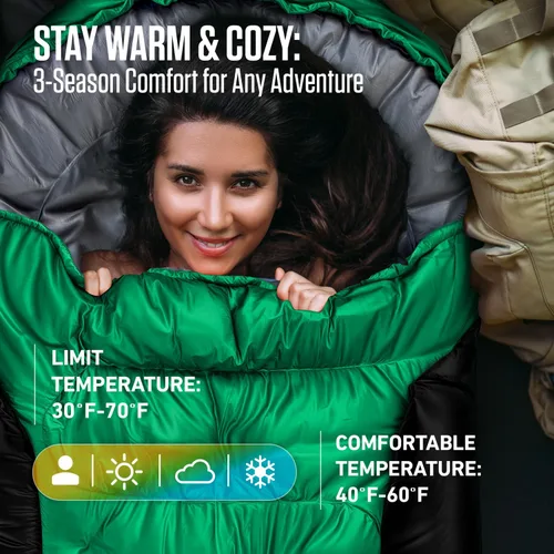 Miniatura 3 de VENTURE 4TH Saco de dormir para mochileros – XXL, tamaños dobles e individuales – Saco de dormir ligero para clima cálido y frío para adultos, niños