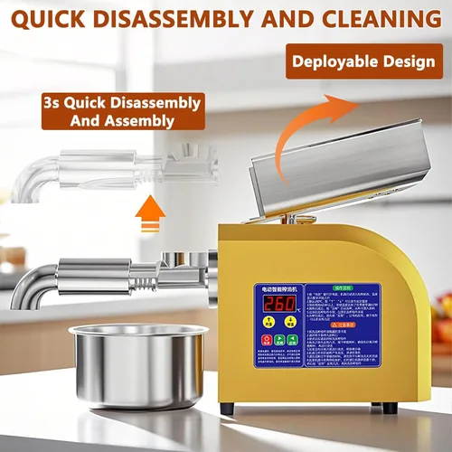 Miniatura 7 de 1100W Electric Oil Press Machine, Hot/Cold Press Oil Maker Machine Full Stainless Steel Foldable Oils Extractor With Smart Control Panel Easy Clean