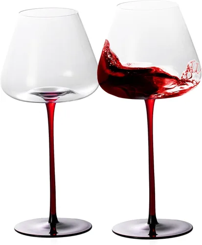 Miniatura 30 de KAMMAK Juego de 2 copas de vino de 11.49 onzas, de cristal soplado a mano, borde fino y tallo largo, perfectas para rojo y blanco, uso diario