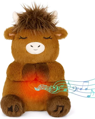 Miniatura 8 de Animal de peluche que respira – Juguete de peluche de gato negro, máquina de sonido relajante con movimiento de respiración realista y luces