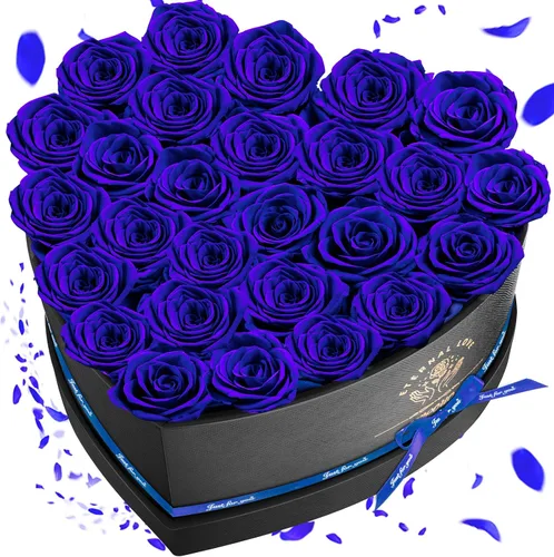 Miniatura 21 de Impouo 16 rosas preservadas en una caja con forma de corazón, flores preservadas, regalos para mujeres, día de la madre, día de San Valentín o día