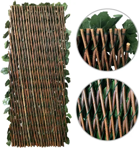 Miniatura 7 de Pantalla de Privacidad de Cerca Expandible para Balcón, Patio Exterior, Panel Decorativo de Cercado de Hiedra Artificial, Setos Artificiales