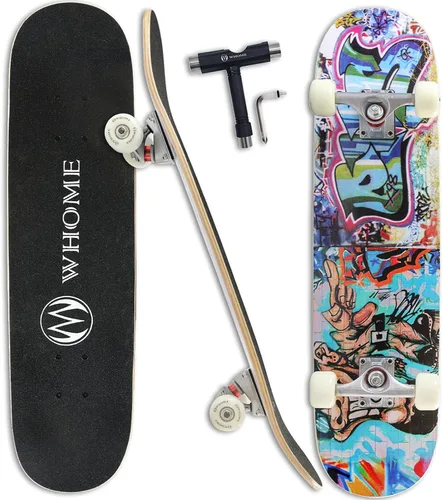 WHOME Pro - Patineta completa para adultos, jóvenes y niños principiantes, de 31 pulgadas, doble patada, cóncava, 8 capas de arce duro alpino, rosa