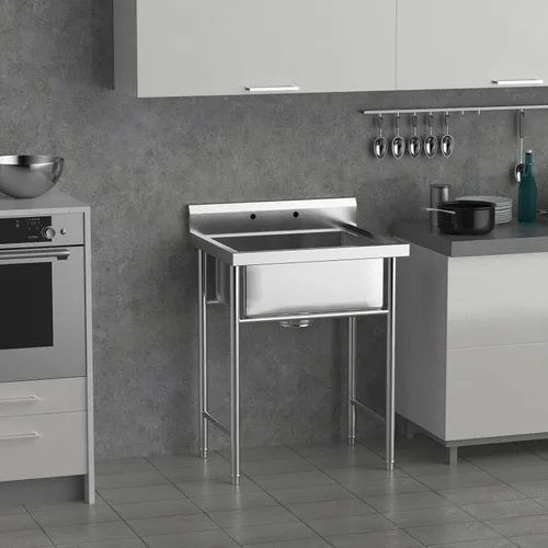 Miniatura 2 de VINGLI Fregaderos utilitarios independientes mejorados de 28" de acero inoxidable 304 para cuarto de lavandería con protector contra salpicaduras