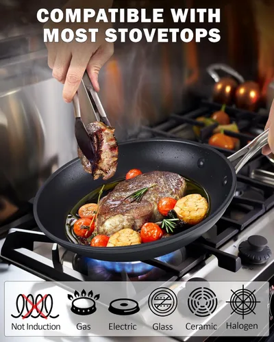 Miniatura 3 de Cooks Standard Sartén para Tortilla Francesa, Clásica de Anodizado Duro Antiadherente 8 Pulgadas/20cm Sartén para Saltear Huevos, Negro Negro-No
