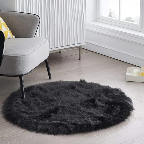 Miniatura 38 de Ciicool Alfombras de Piel de Oveja Sintética Suaves Alfombra de Piel Sintética Suave Beige Alfombra Esponjosa Funda para Silla y Sofá Alfombra