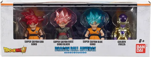 Dragon Ball Super Dragon Ball Adverge SS Blue Goku, SS Rose Goku Black y Golden Freiza Mini Figura de 2.5 Pulgadas Paquete de 4