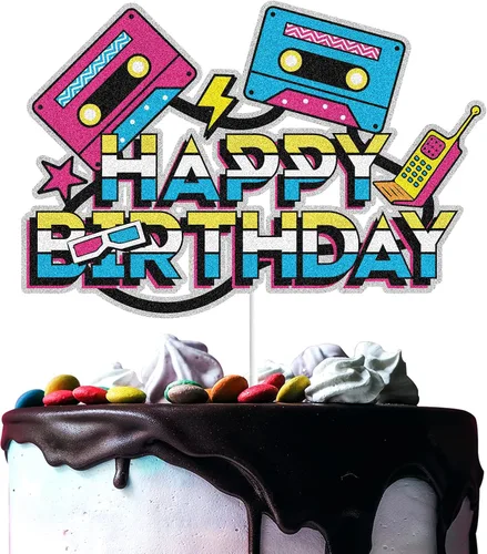 Decoraciones para tartas de cumpleaños de los años 80 y 90, temática retro de hip hop, decoraciones para fiestas de los años 80 y 90, suministros
