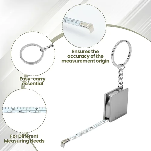 Miniatura 4 de Paquete de 2 llaveros de cinta métrica retráctil, cinta métrica compacta para bolso, bolsillos o llaves, para llevar fácilmente, 39.3 pulgadas/39.4