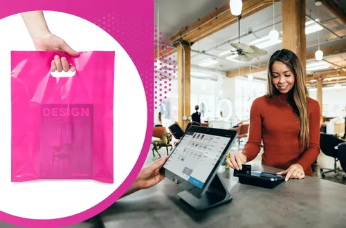 Miniatura 3 de Choice Marts 100 bolsas rosadas para pequeñas empresas de 2 mil, 12 x 15 pulgadas, bolsas de compras al por menor de color rosa brillante con asas