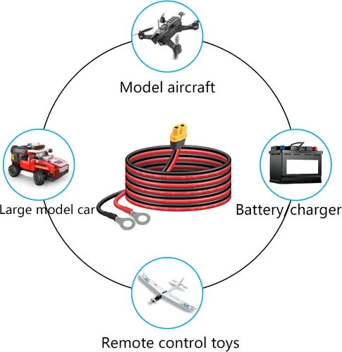 Miniatura 7 de SinLoon XT60 - Cable de terminal de anillo tórico 12AWG 59 pulgadas XT60H hembra a junta tórica para aviones RC, juguete, autos, batería Lipo, FPV